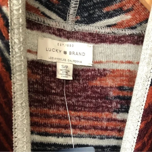 Lucky Brand|Boho Aztec print open front knit drapey cardigan,NWT,Size small-CUTE - Picture 12 of 16